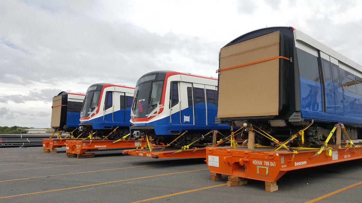 The first of the new BTS trains has arrived in Thailand