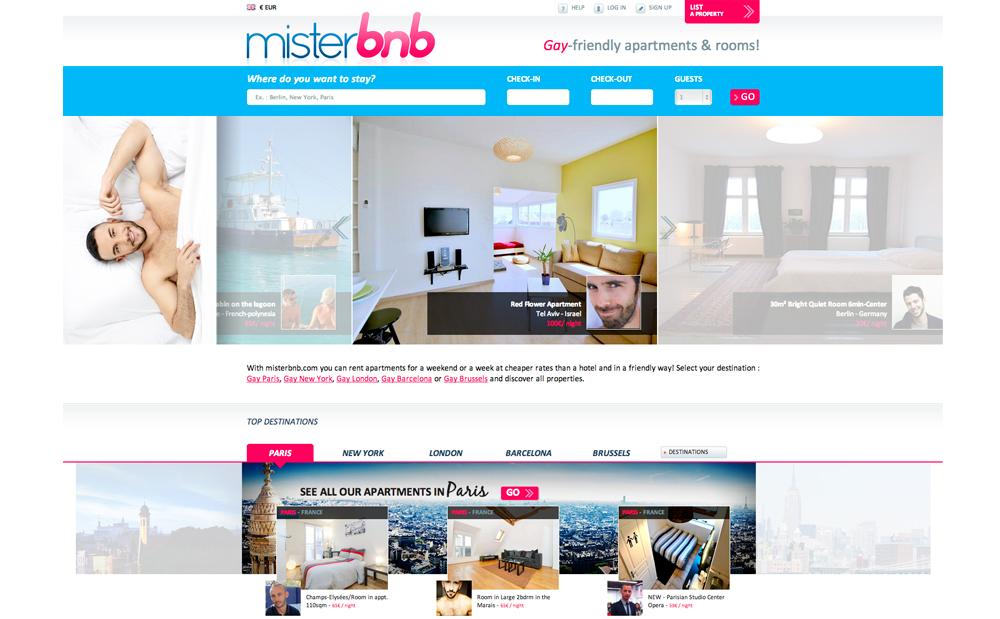 MisterBNB is a New Gay-Friendly Apartment Rental Portal
