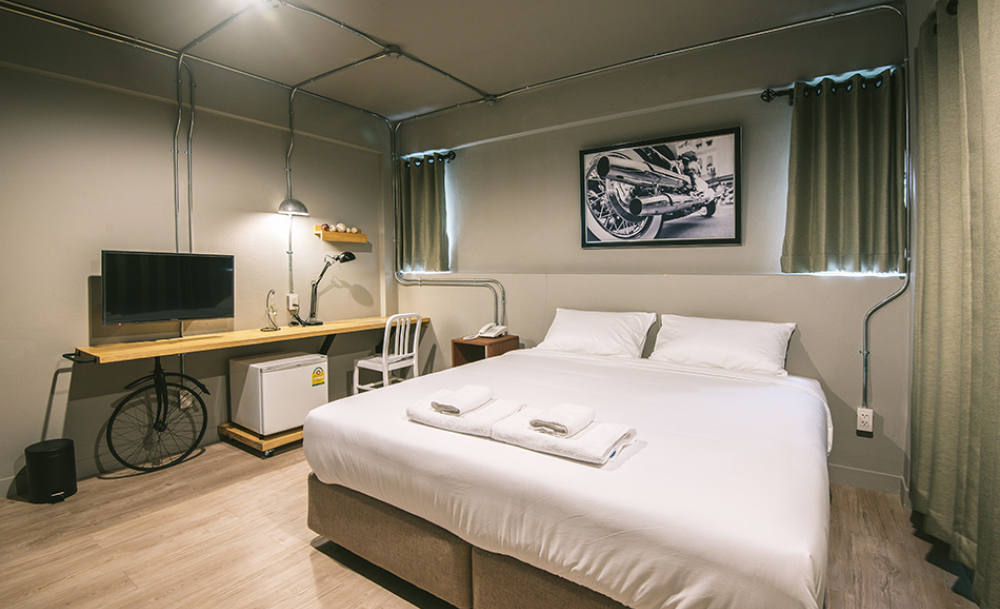 Macho, clean decor sets the mood at this sleek new hotel and cafe in Chiang Mai