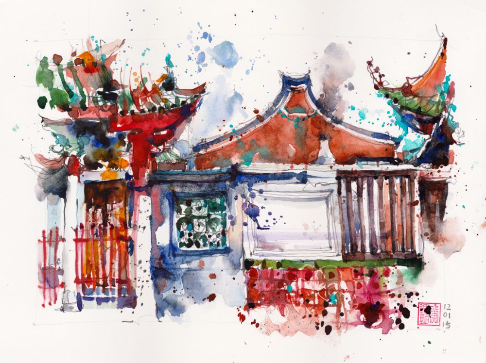 These brightly colored watercolors of Singapore’s cityscape will get you through the week